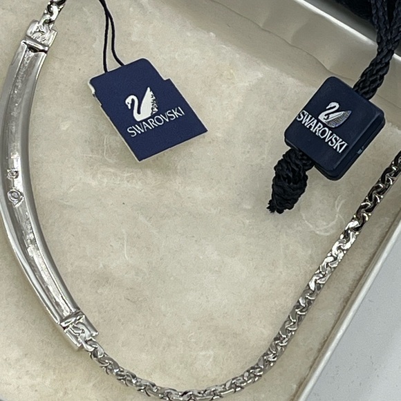 Swarovski Elements White Gold Plated Crystal Pave Bar Necklace, 16" - Picture 7 of 17